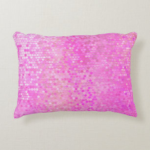 Bright abstract mosaic pink with gloss decorative cushion
