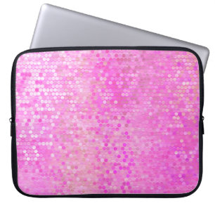 Bright abstract mosaic pink with gloss laptop sleeve