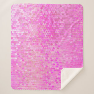 Bright abstract mosaic pink with gloss sherpa blanket