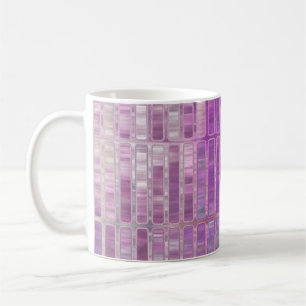 Bright abstract mosaic violet background with glos coffee mug