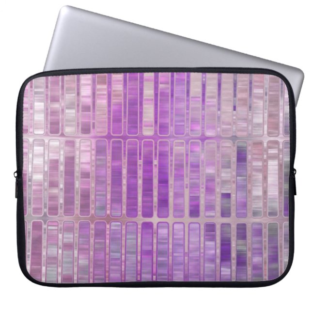 Bright abstract mosaic violet background with glos laptop sleeve (Front)