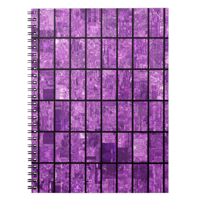 Bright abstract mosaic violet background with glos notebook (Front)
