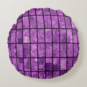 Bright abstract mosaic violet background with glos round cushion