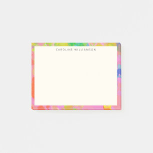 Bright Abstract Paint Border Personalised Name Post-it Notes