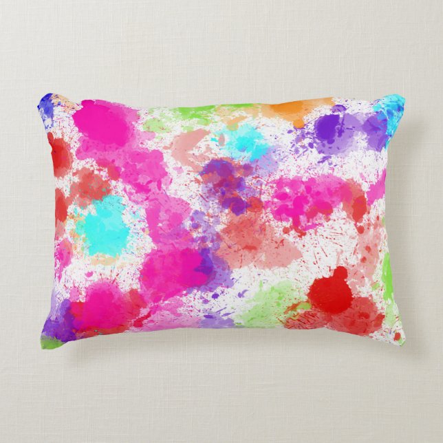 Bright Abstract Paint Splash  Decorative Cushion (Front)