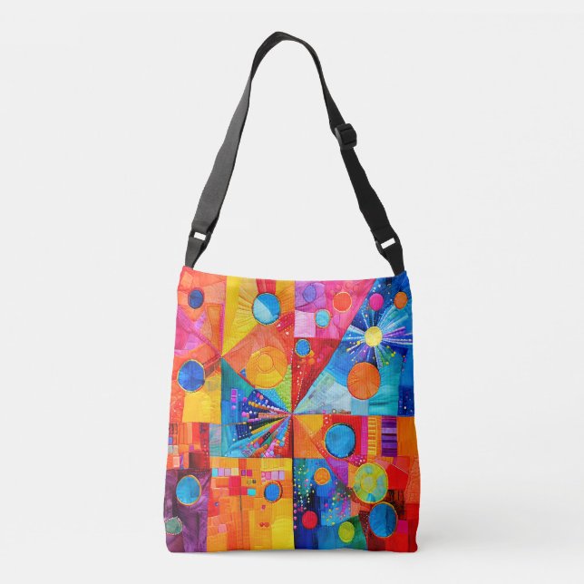 Bright Abstract Patchwork Print  Crossbody Bag (Back)