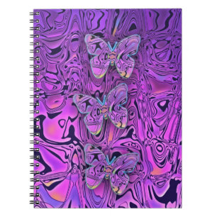 Bright Abstract Purple Butterflies Art Spiral Notebook