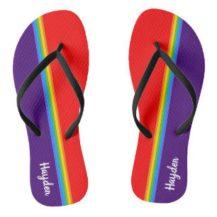 Bright Abstract Rainbow Cool Add Name Jandals