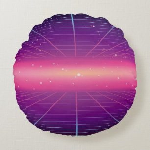 Bright abstract retro background made in 80s style round cushion