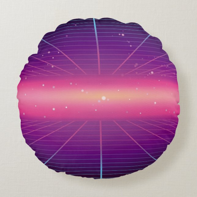 Bright abstract retro background made in 80s style round cushion (Front)