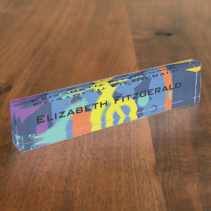 Bright Abstract Treble Clef Music Notes Nameplate