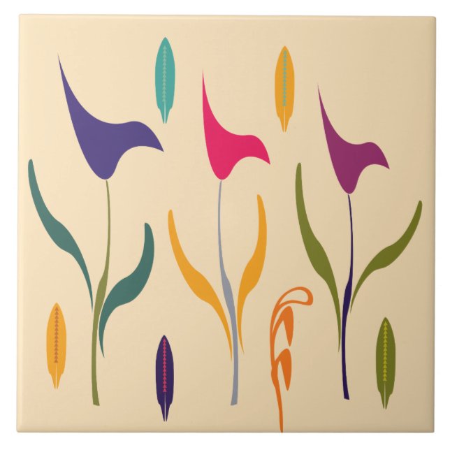Bright Abstract Watercolor Art Calla Lily Tile (Front)