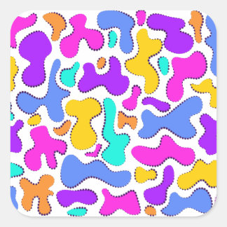 Bright acid liquid shapes square sticker