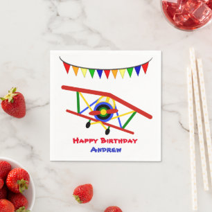 Bright Airplane Birthday Boy Napkin