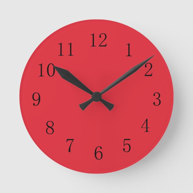 Bright Alizarin Red Kitchen Wall Clock (Front)
