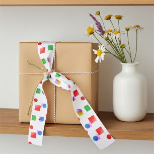 Bright All-Occasion Colourful Squares and Circles Satin Ribbon