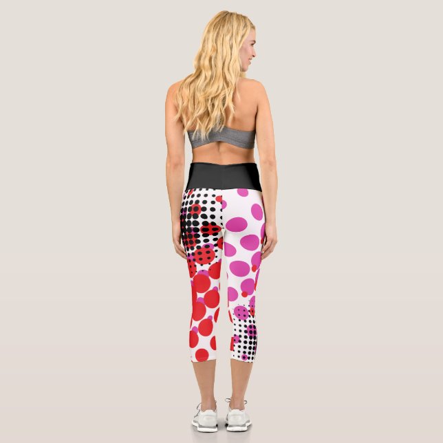 Bright and Black Dots Capri Leggings (Back)