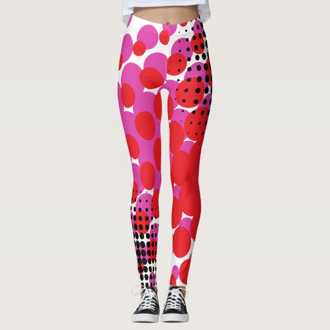 Bright and Black Dots Leggings (Front)