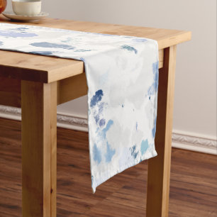 Bright and Blue and Grey Splatter Short Table Runner