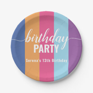Bright and Bold Color Swatch Birthday Paper Plate