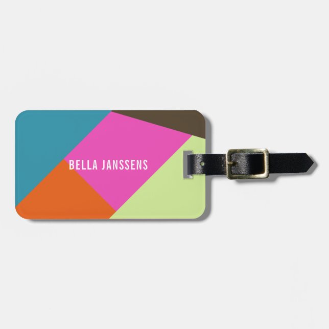 Bright and Bold Colour Blocks Luggage Tag (Front Horizontal)