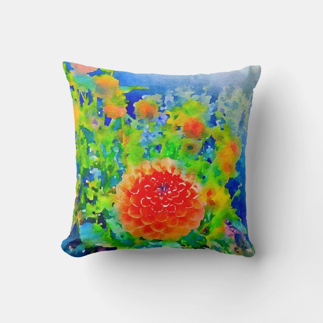 Bright and Bold Dahlia Cushion (Front)