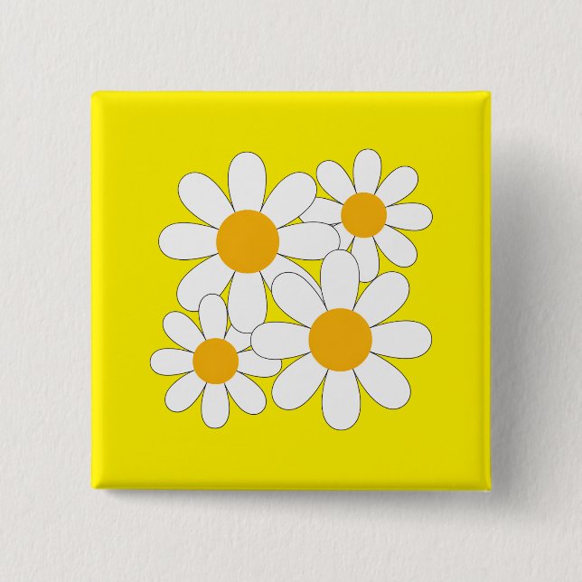 Bright and Bold Daisy 15 Cm Square Badge (Front)