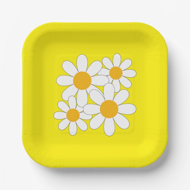 Bright and Bold Daisy Paper Plate (Front)