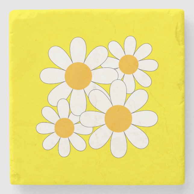 Bright and Bold Daisy Stone Coaster (Front)