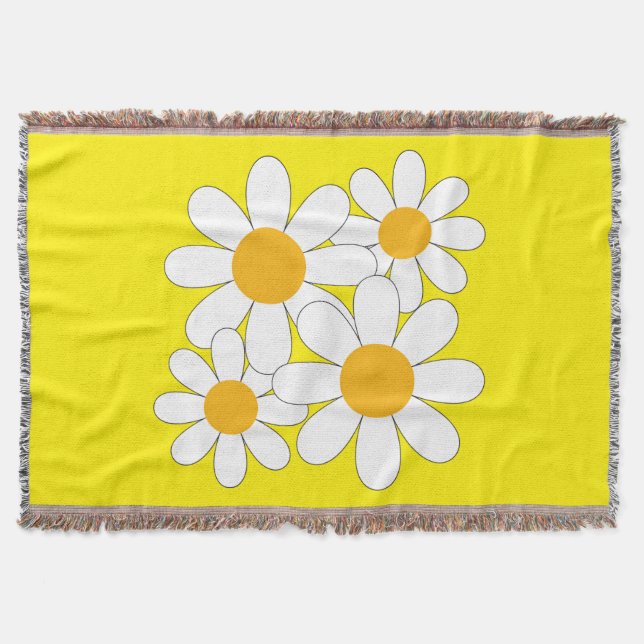 Bright and Bold Daisy Throw Blanket (Front)