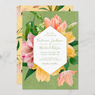 Bright and Bold Floral Wedding Invitation