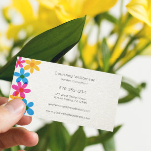 Bright and Bold Hippie Flowers Retro Floral Business Card