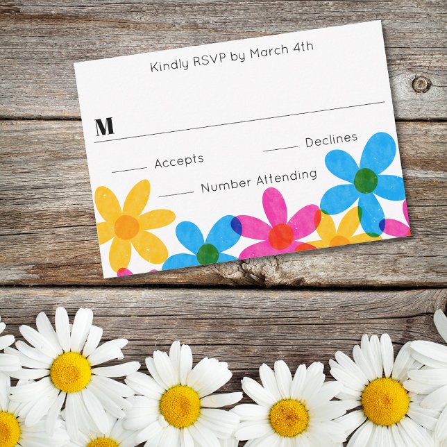 Bright and Bold Hippie Flowers Spring Wedding Invitation (Creator Uploaded)