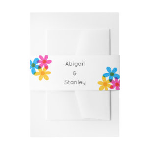 Bright and Bold Hippie Flowers Spring Wedding Invitation Belly Band