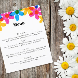Bright and Bold Hippie Flowers Spring Wedding Menu