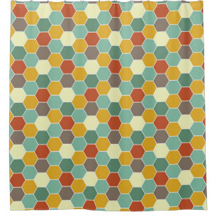 Bright and Bold Honeycomb Pattern Shower Curtain