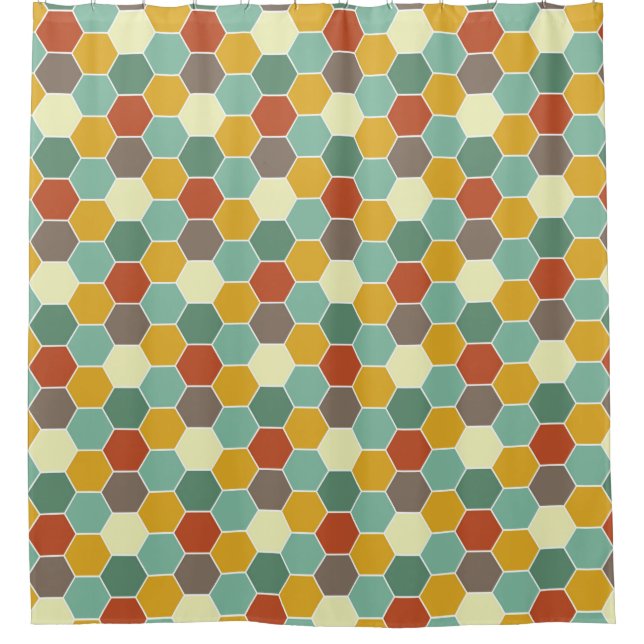 Bright and Bold Honeycomb Pattern Shower Curtain (Front)