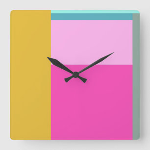Bright and Bold Modern Geometric Colour Block Square Wall Clock