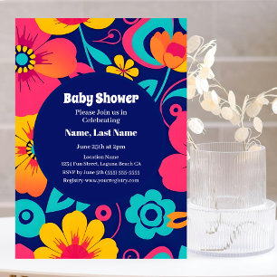 Bright and Bold Retro Flowers-Dopamine Style Invitation