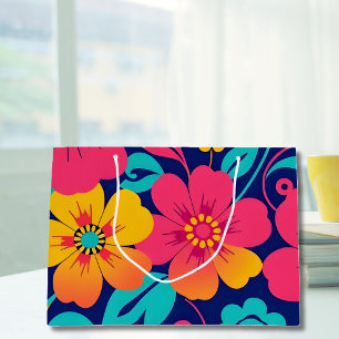 Bright and Bold Retro Flowers-Dopamine Style Large Gift Bag