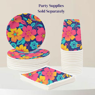Bright and Bold Retro Flowers-Dopamine Style Paper Plate