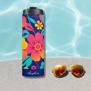 Bright and Bold Retro Flowers-Dopamine Style Thermal Tumbler