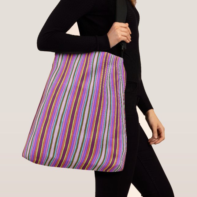Bright and Bold Retro Stripes Multi Colour  Crossbody Bag (Close Up)