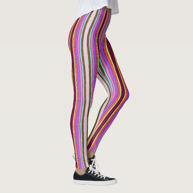 Bright and Bold Retro Stripes Multi Colour  Leggings (Right)