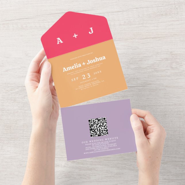 Bright and bold Retro Wedding Invitation (Tearaway)