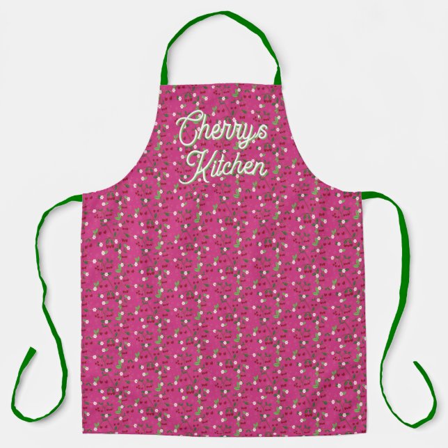 Bright and Cheerful Cherry All-Over Print Apron (Front)