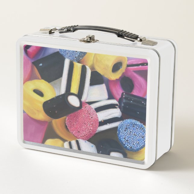 Bright and cheerful lunch box/case metal lunch box (Front)
