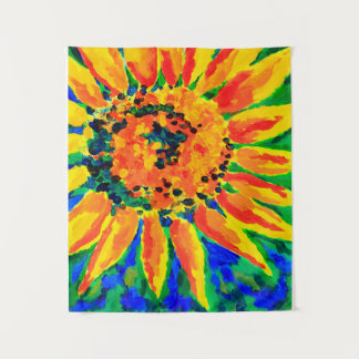 Bright and Cheerful Single Sunflower Acrylic Paint Tapestry