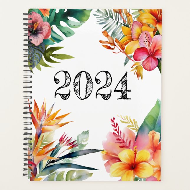 Bright and Cheerful Tropical Flower Planner (Front)