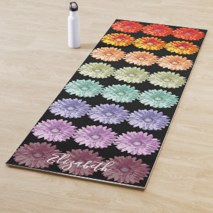 Bright and Colorful Daisies Rainbow Yoga Mat